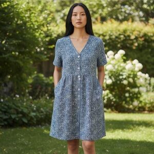 Blue/White Confetti BoHo Dress | SIZE S